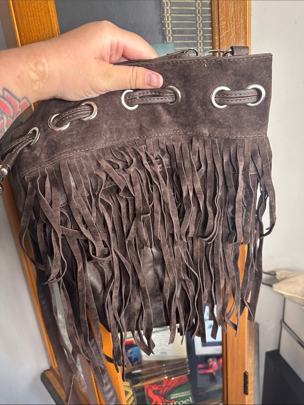 Rue21 Brown Suede Fringe Crossbody Bag